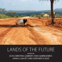 Book cover showing a road with two cattle resting under a tree.