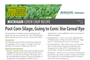 Cover Crop Recipes: Post Corn Silage, Going to Corn: Use Cereal Rye