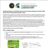 First page of the Michigan State University Veterinary Diagnostic Laboratory Submission Instructions.