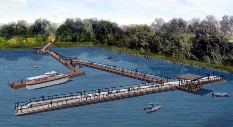 Birdseye view rendering of the completed bock dock and fishing pier. | Photo Illustration:  Hamilton Anderson Associates