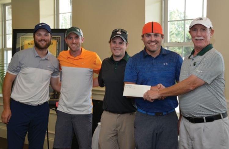 Photo of the winning foursome of the 2017 LA Golf Outing Fundraiser, including Don Stefanko, Brian Voelz, Drew Jackson and
Jack McDonough.