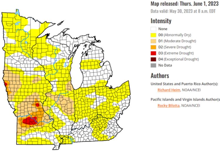 U.S. Drought Monitor for the Midwest.
