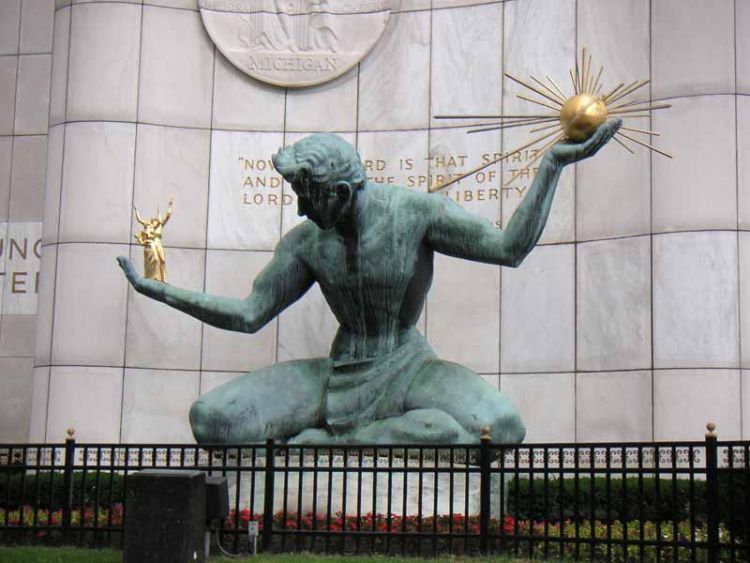 Iconic Spirit of Detroit statue.