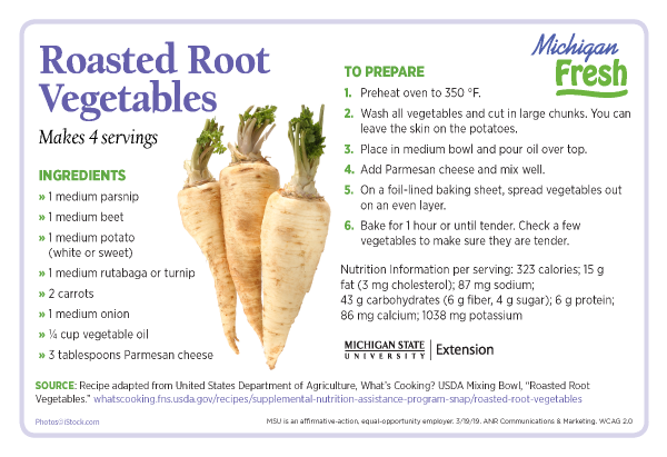 Michigan Fresh Recipe Roasted Root Vegetables Msu Extension