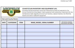 4-H Shooting Sports Inventory Log Template