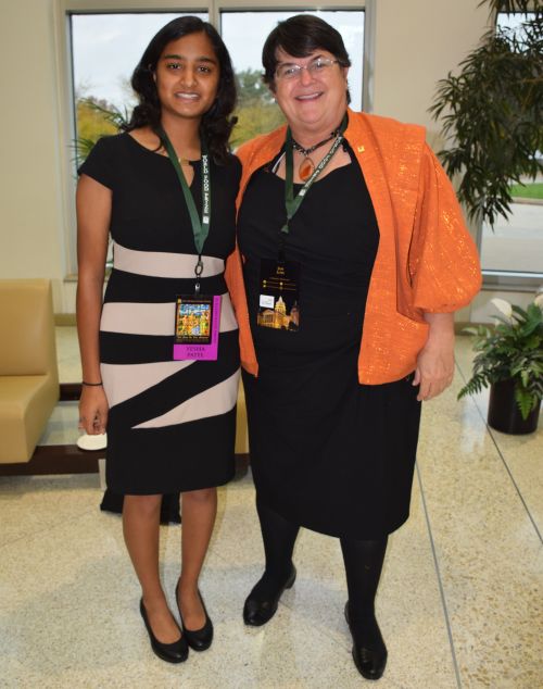 Yesha Patel (left) with 2016 World Food Prize Laureate Jan Low at the World Food Prize Global Youth Institute. Photo: Diana Johns.