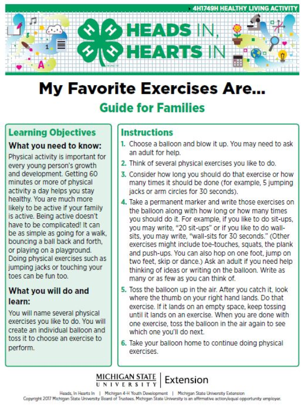 My Favorite Exercises Are... cover page.
