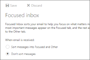 Focused Inbox in Spartan Mail Online (Office 365)