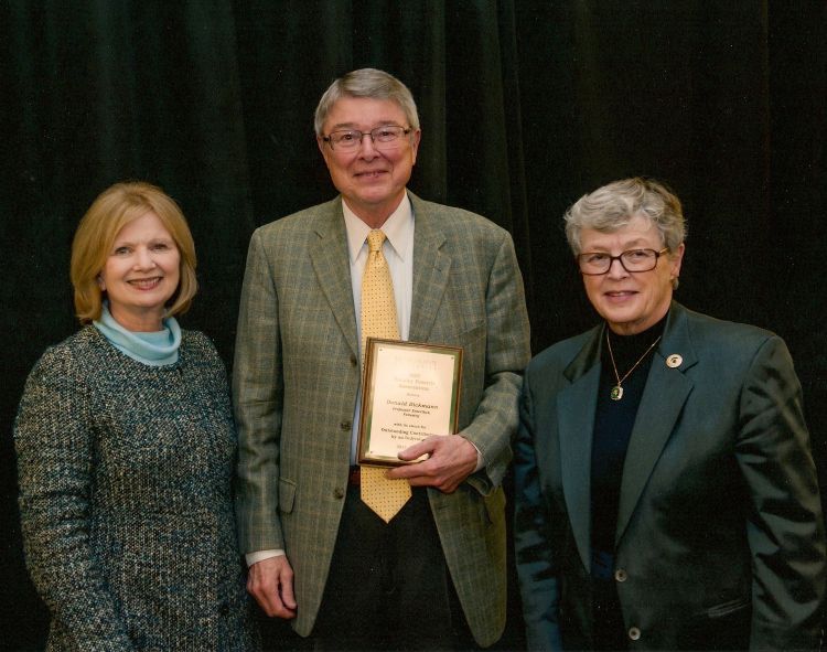 From left: Provost June Pierce Youatt, Professor Emeritus Don Dickmann and President Lou Anna K. Simon