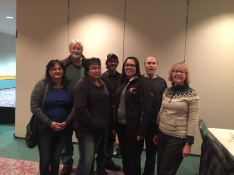 Isabel Mandamin, Eleanor Wapioke, Carl Green, and Karen Kejick of the Iskatewizaagegan Nation with the Seafood HACCP Training Team. Photo: Chris Weeks | Michigan State University