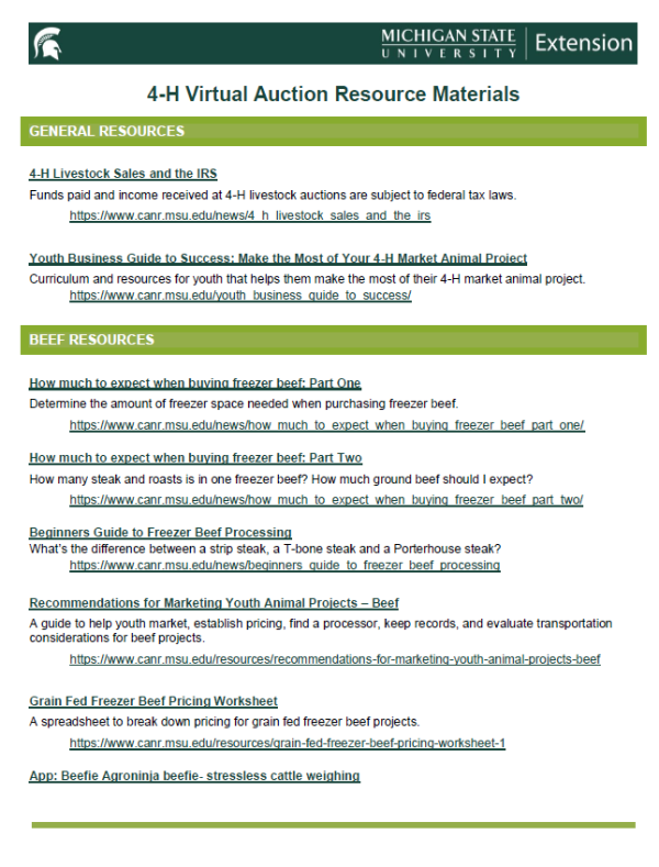 Thumbnail of 4-H Virtual Auction Resources and Documents.