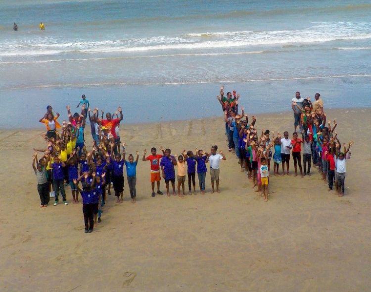 Trinidad and Tobago 4-Hers show their love for 4-H during beach clean-up in Gran Chemin on June 4, 2016.