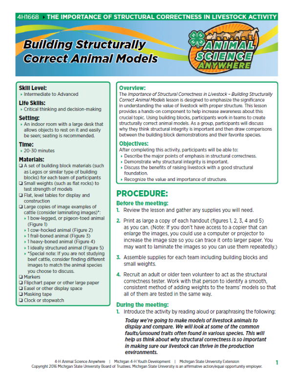 Building structurally correct animal models - 4-H Animal Science