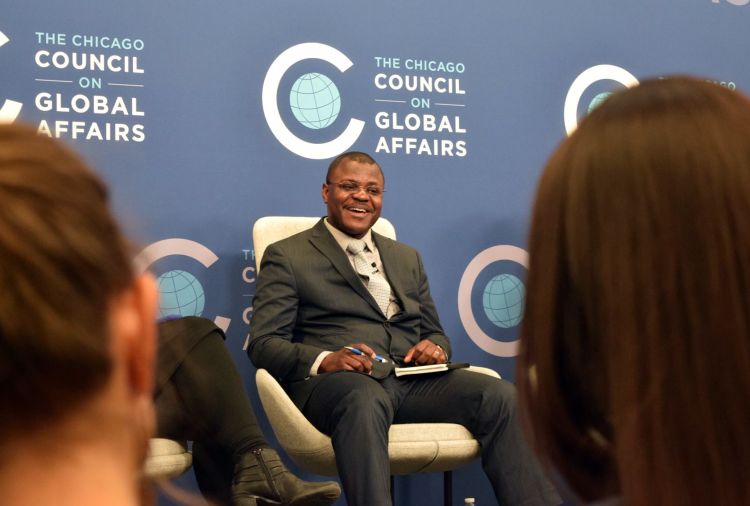 Felix Kwame Yeboah speaking as a part of the Chicago Council's Global Food Security conference.