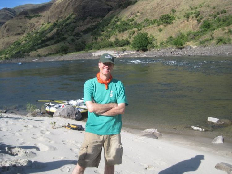 Michael O’Rourke on a rafting trip on the lower fork of the Salmon River in Idaho.