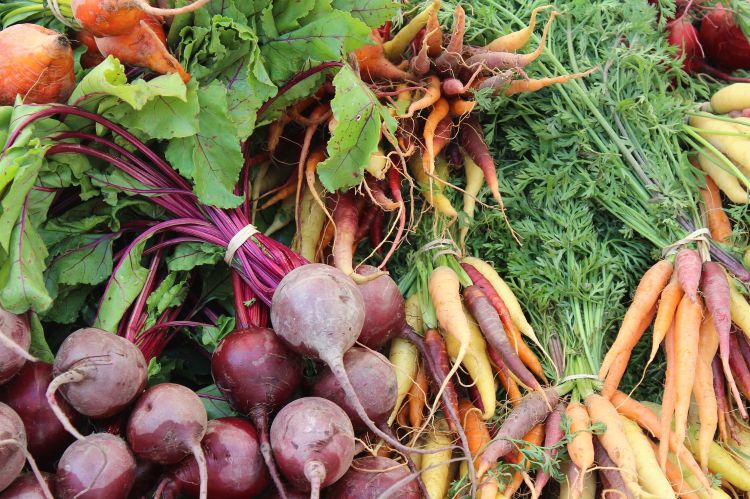 Vegetables in a pile.