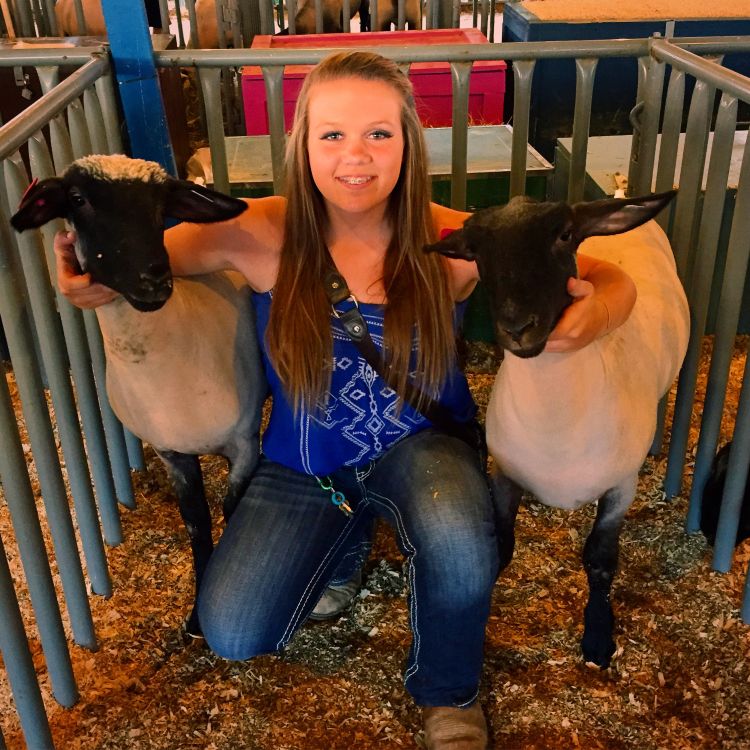 Sarah Stickel and her two lambs.