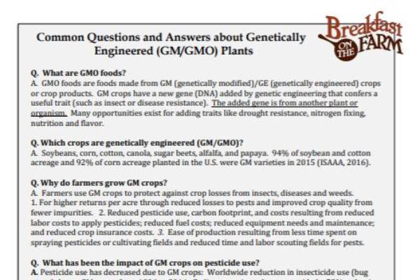 Common Questions and Answers about Genetically Engineered (GM/GMO) Plants -  Breakfast on the Farm