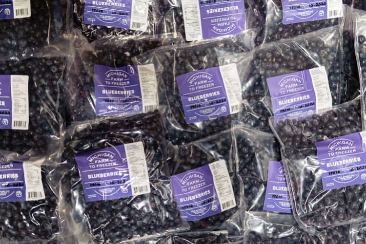 Frozen Michigan blueberries packed by Michigan Farm to Freezer.