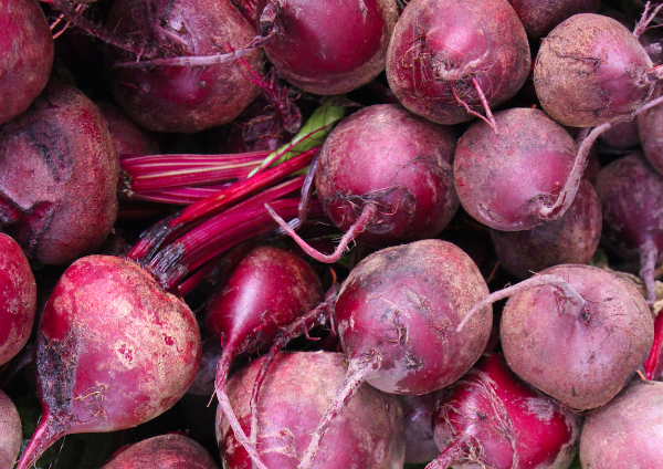 Close up shot of fresh beets.