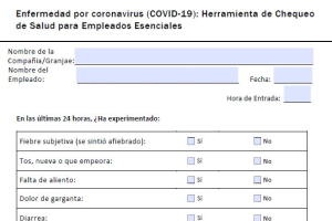 Coronavirus Disease (COVID-19):Health Screening Tool for Essential Employees - Spanish