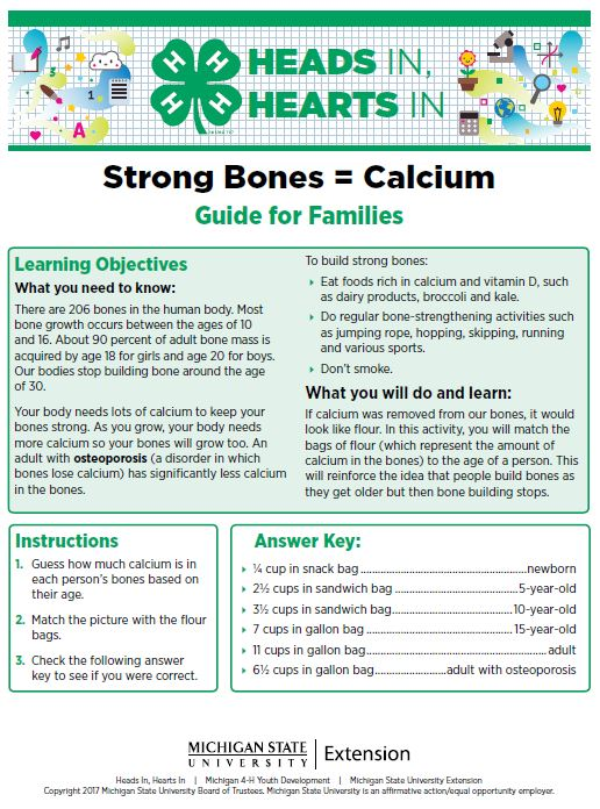 Strong Bones = Calcium cover page.