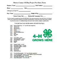 This is an image of the 4-H dog pre-entry form.