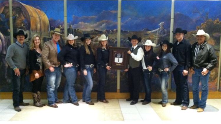 MSU Rodeo Club accepting award for Indoor Rodeo of the Year