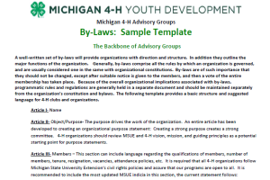 Michigan 4-H Advisory Groups By-laws Template