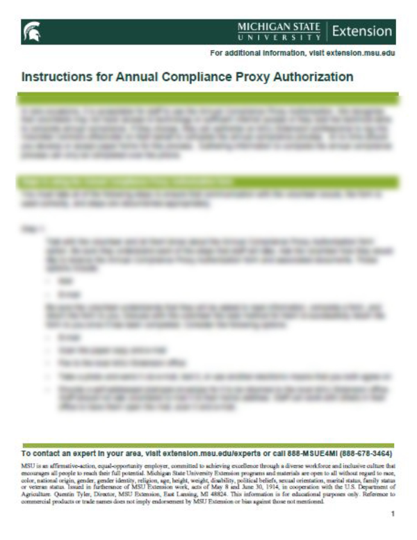 Thumbnail of Instructions for Annual Compliance Proxy Authorization document.