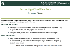 On the Night You Were Born Family Book Sheet