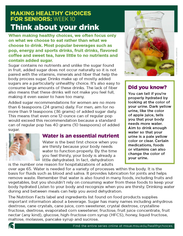 Thumbnail image of Making Healthy Choices for Seniors Newsletter Week 10: Think About Your Drink