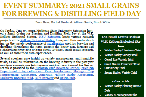 2021 Small Grains for Brewing and Distilling Field Day Summary