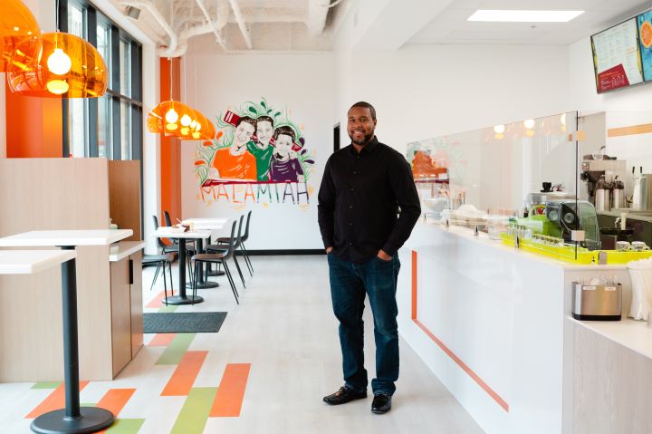 Portrait of Jermale Eddie inside Malamiah Juice Bar