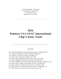 2016 Potatoes USA-SNAC Int. Chip Variety Trials
