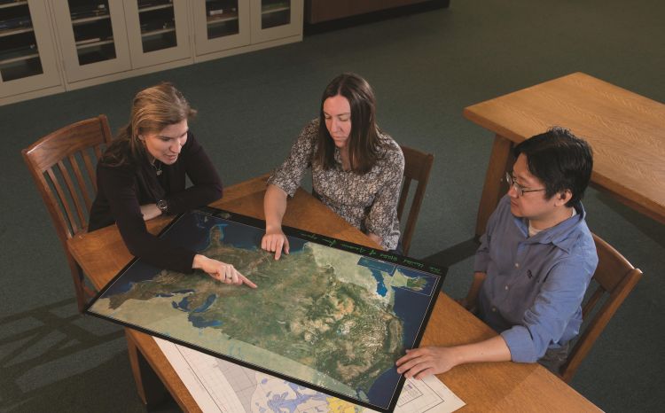 Pat Soranno (left) and MSU fisheries and wildlife colleagues are developing a big data approach to ecology.