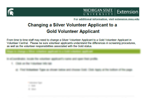 Changing a Silver Volunteer Applicant to a Gold Volunteer Applicant