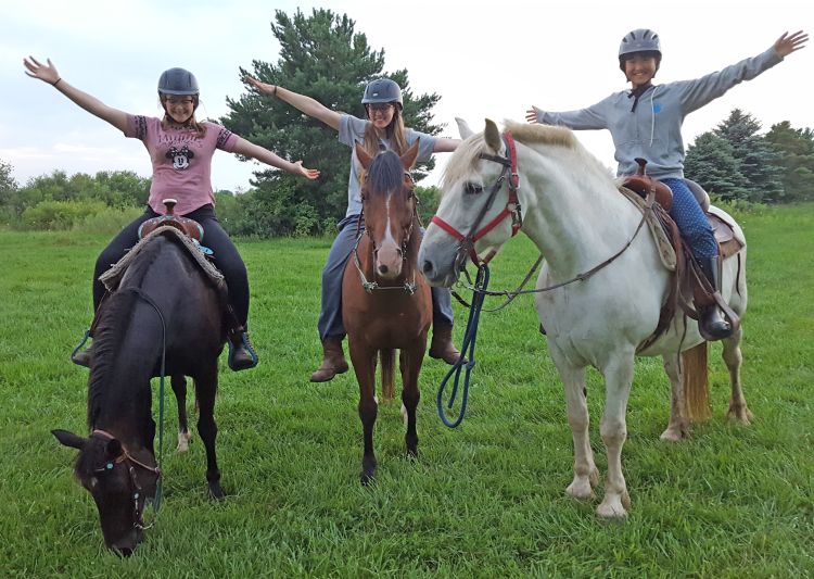 Chiori enjoying horseback riding with her host sisters.