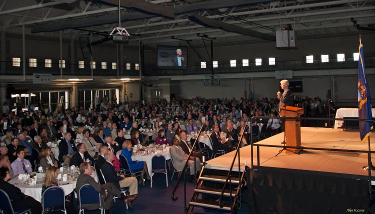 Governor Rick Snyder addresses the crowd of over 700 at the Northern Lakes Economic Alliance 2014 Annual Luncheon in April. l MSU Extension