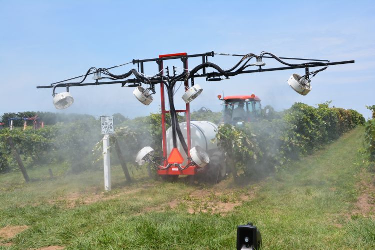 Vineyard sprayer demonstration.