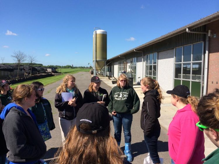 Students visit the Lely factory in the Netherlands.