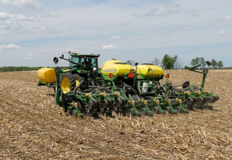 Planting no-till soybeans in Michigan. Image courtesy of Mike Staton, MSU Extension.