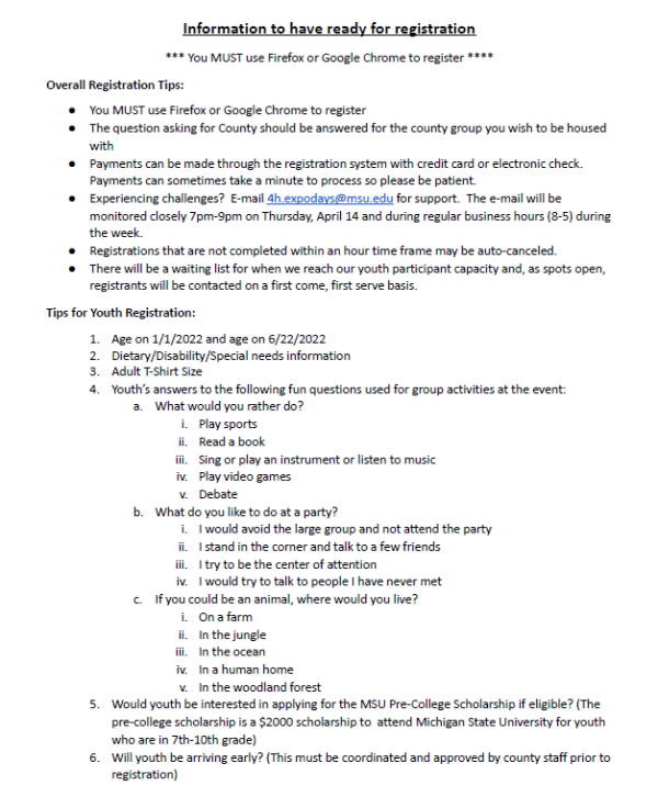 Information to Have Ready for Registration