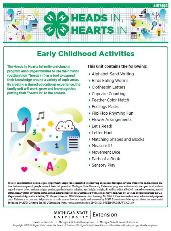 Early Childhood Activities cover page.