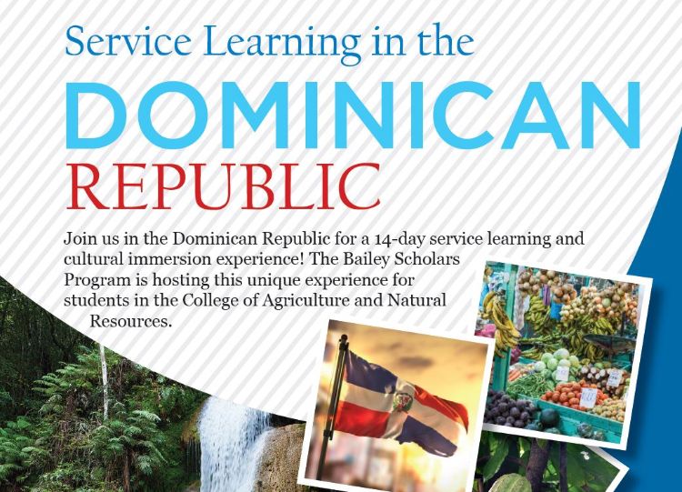 Flyer promoting the service learning trip to the Dominican Republic.