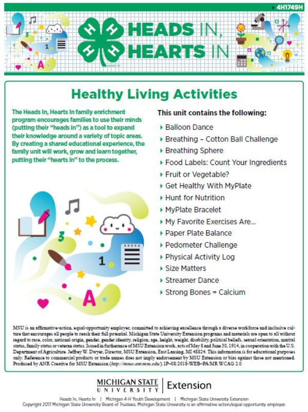 Healthy Living Activities cover page.