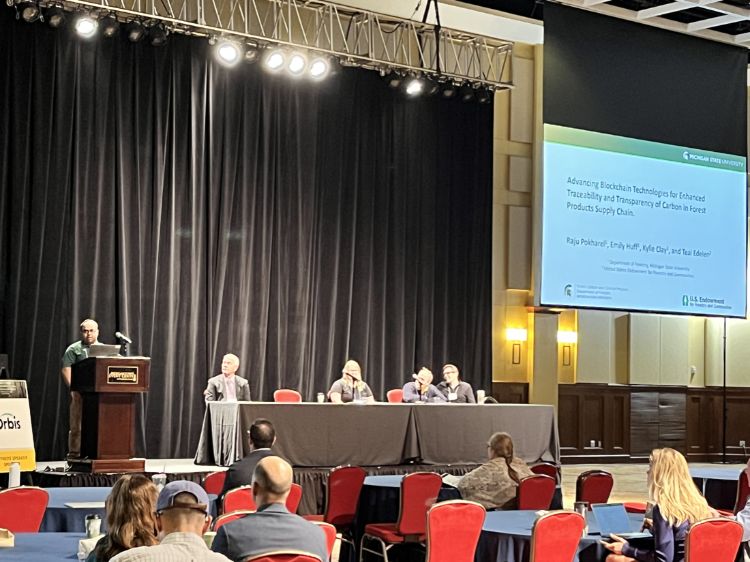 Raju Pokharel, Assistant Professor in the MSU Forestry Department, presenting at the Forest Carbon Management in Central Appalachia Conference in Morgantown, West Virginia.