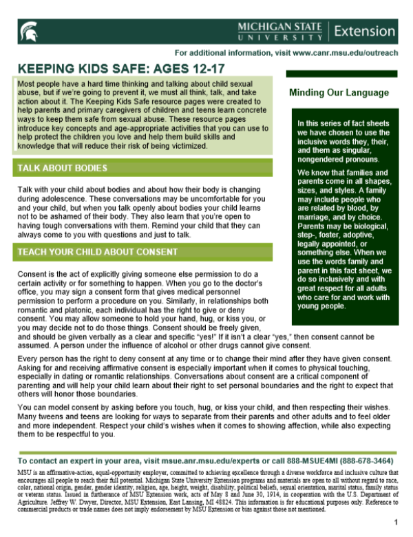 Keeping kids safe, first page of document
