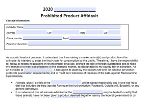 2020 Prohibited Product Affidavit