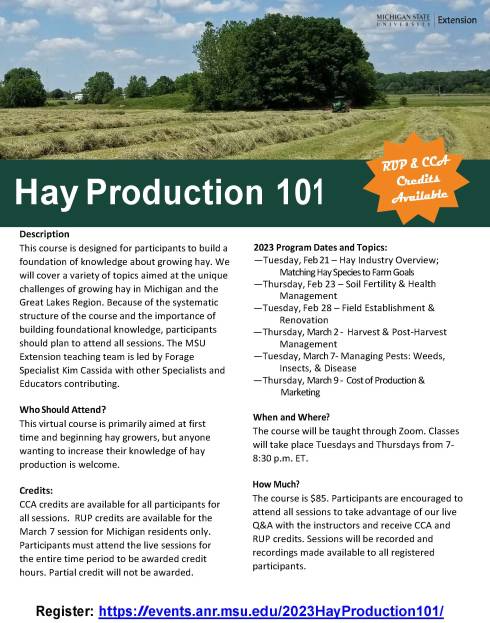 Online Hay Production 101 short course is back by popular demand in 2023 -  Forages